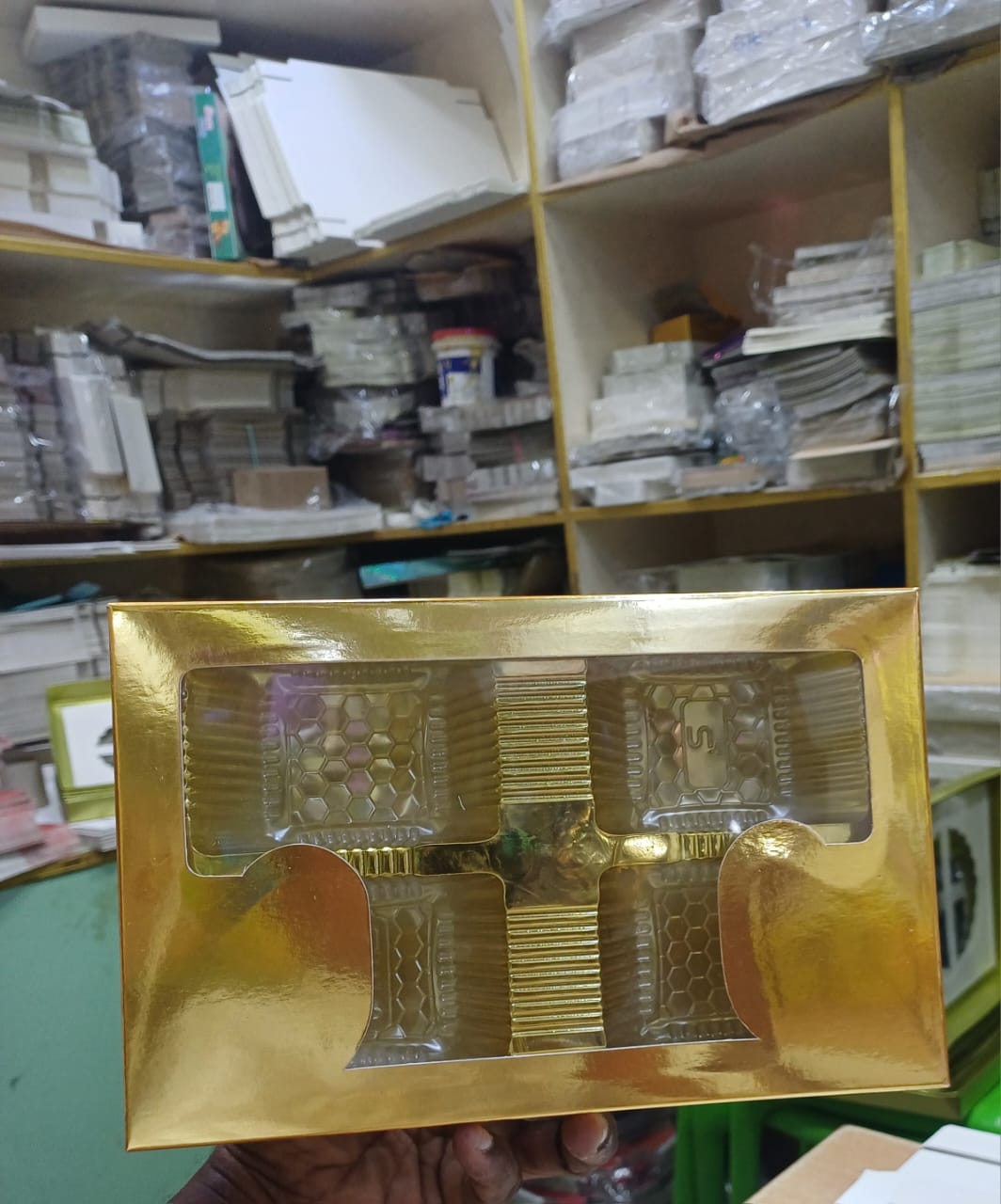 Gold die-cut window box